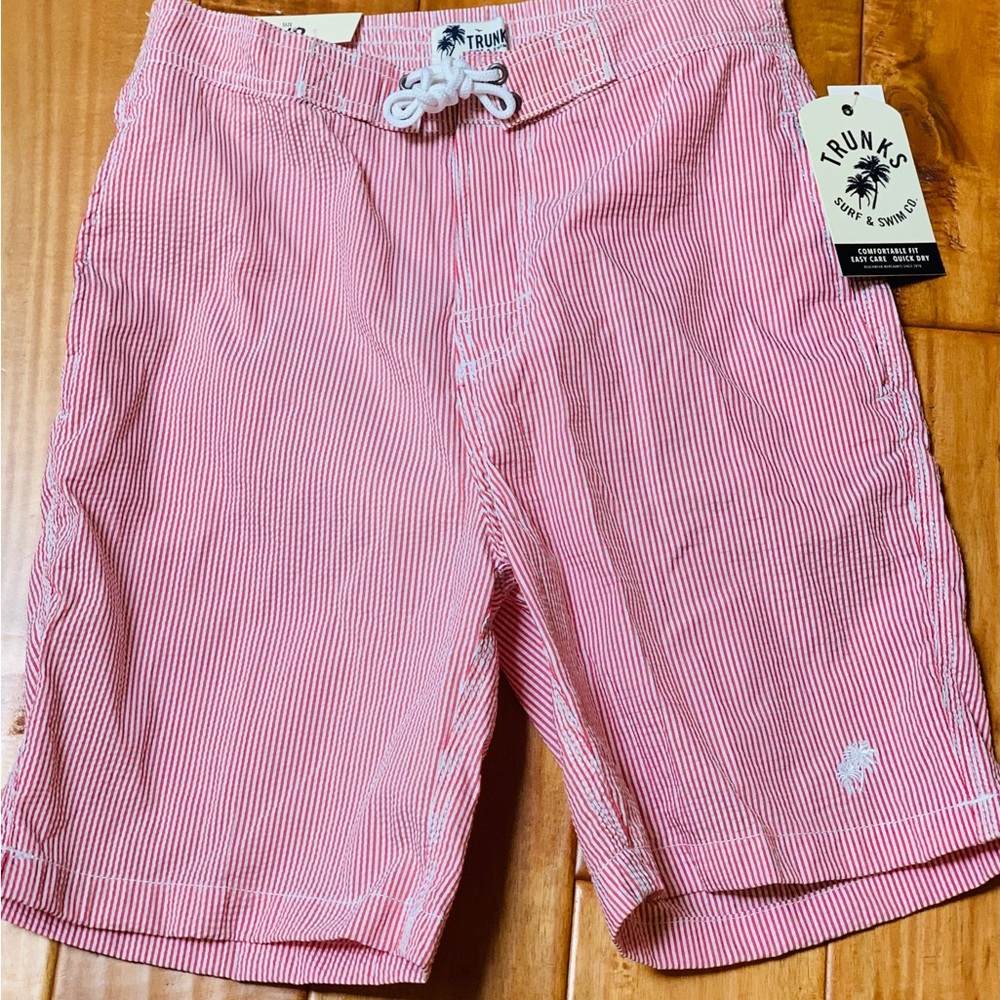 Trunks Surf & Swim Co Swim Shorts Red and White Stripes Size S - NWT